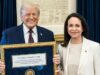 Donald Trump expresa respaldo al liderazgo de María Corina Machado frente a su eventual retorno a Venezuela